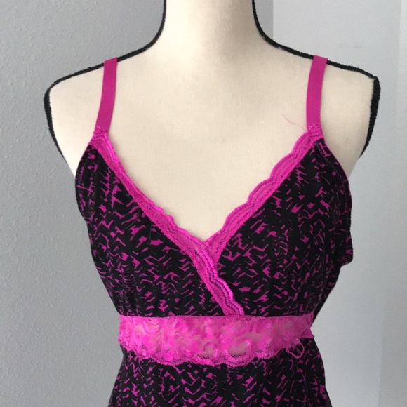 ❤️3X20 DELTA BURKE Women Black/ Pink Lace Trim Sexy Nightgown | 1XL - Picture 2 of 11